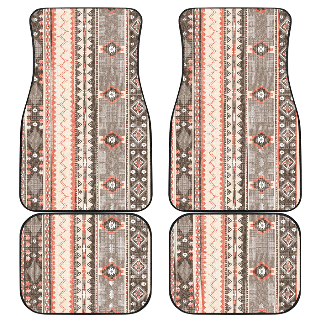 Beige Ethnic Stripes Car Floor Mats