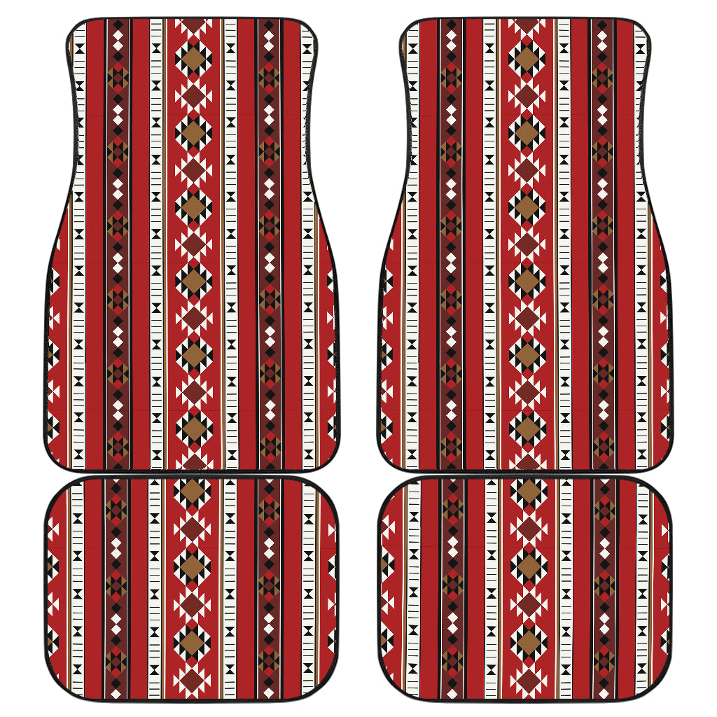 Red Ethnic Stripes Car Floor Mats