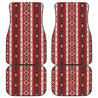 Red Ethnic Stripes Car Floor Mats