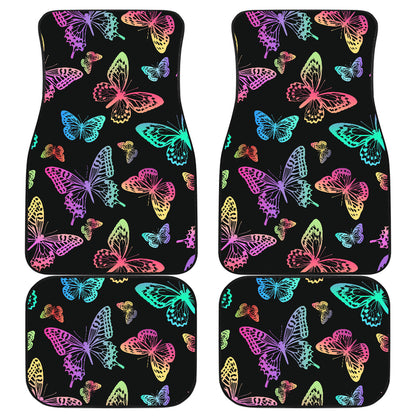 Colorful Neon Butterflies Car Floor Mats