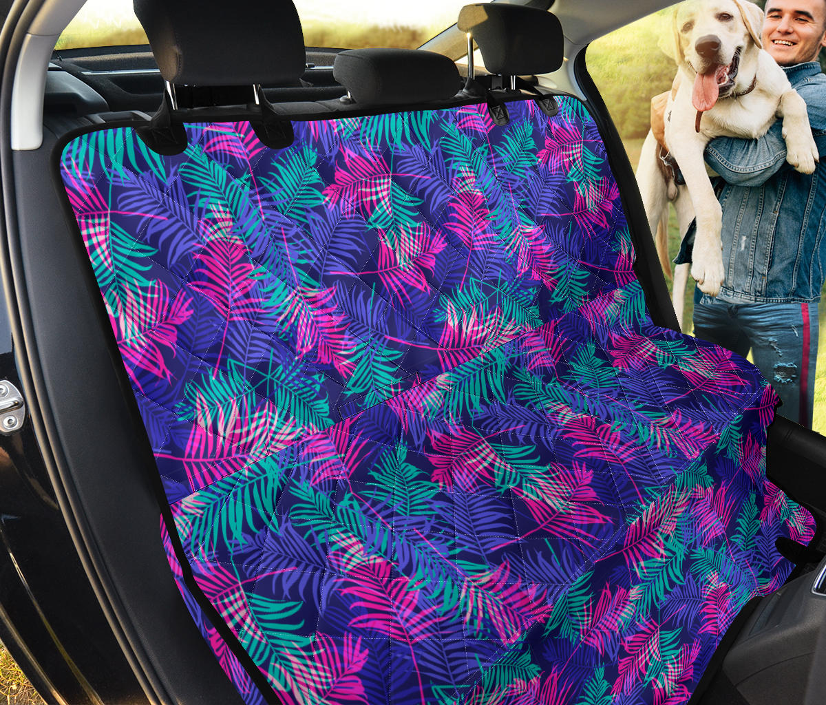 Blue Pink Plants Car Back Seat Pet Cover