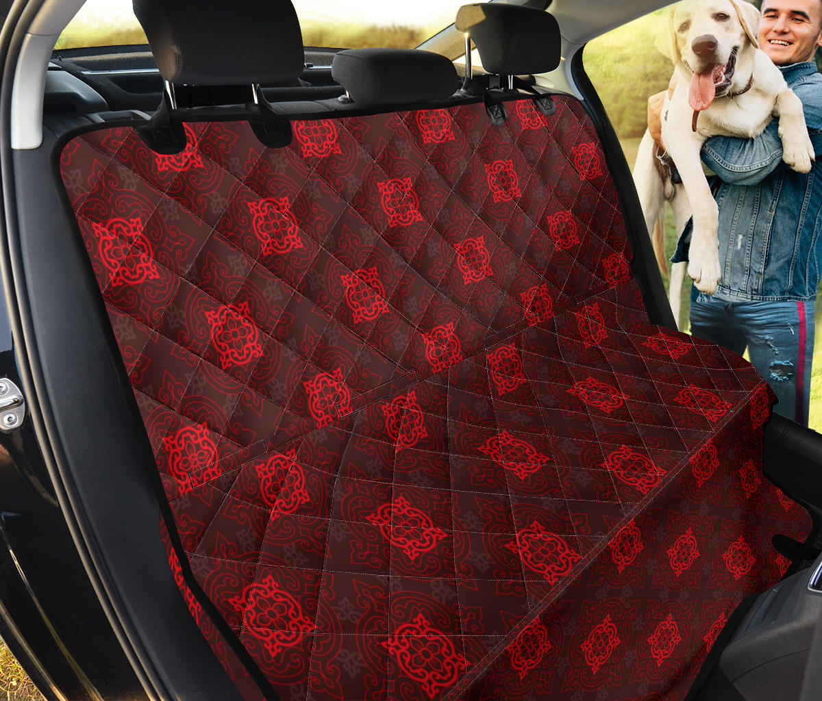 Red Oriental Car Back Seat Pet Cover