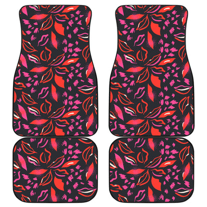 Red Floral Lips Car Floor Mats