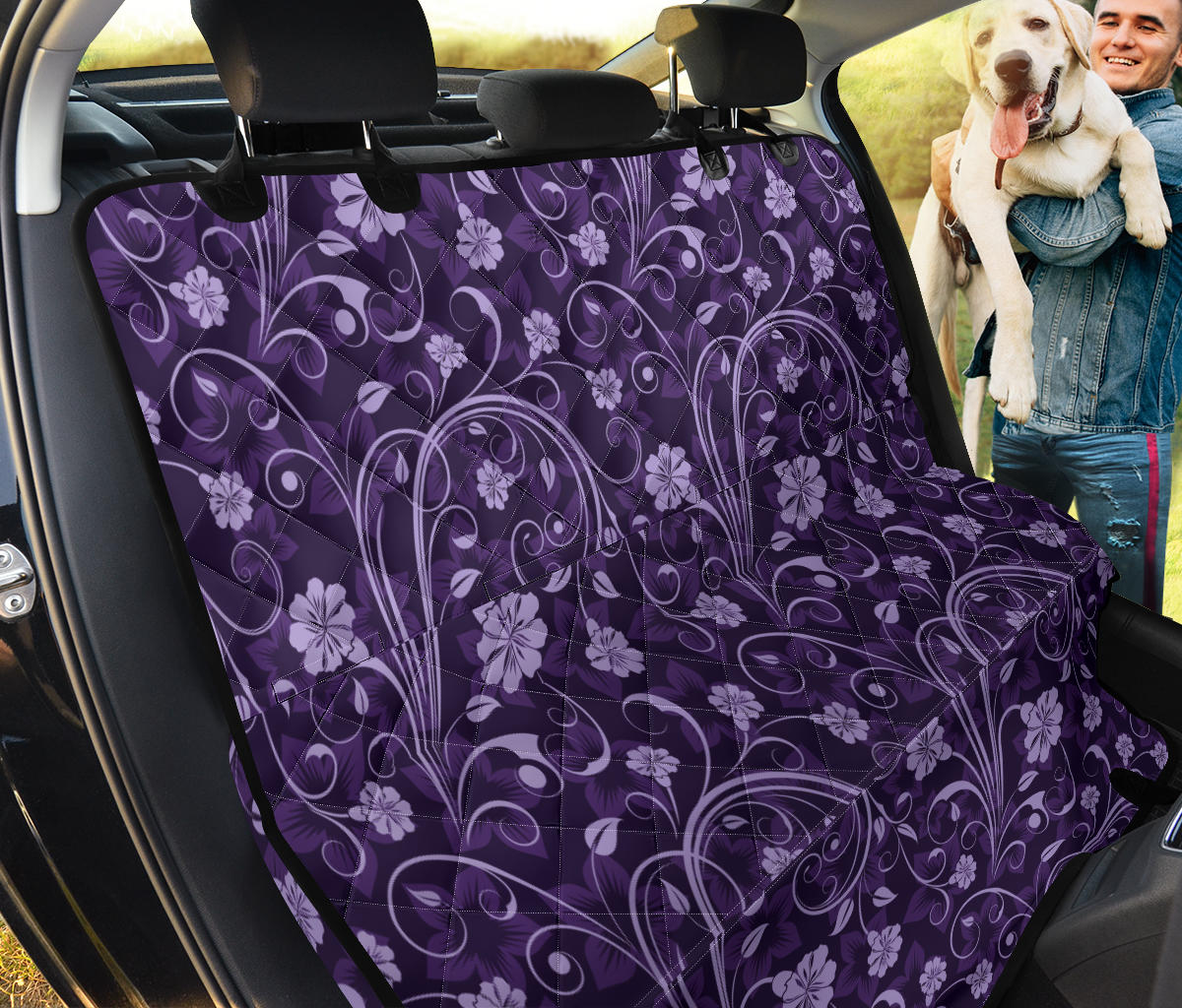 Purple Floral Car Back Seat Pet Cover