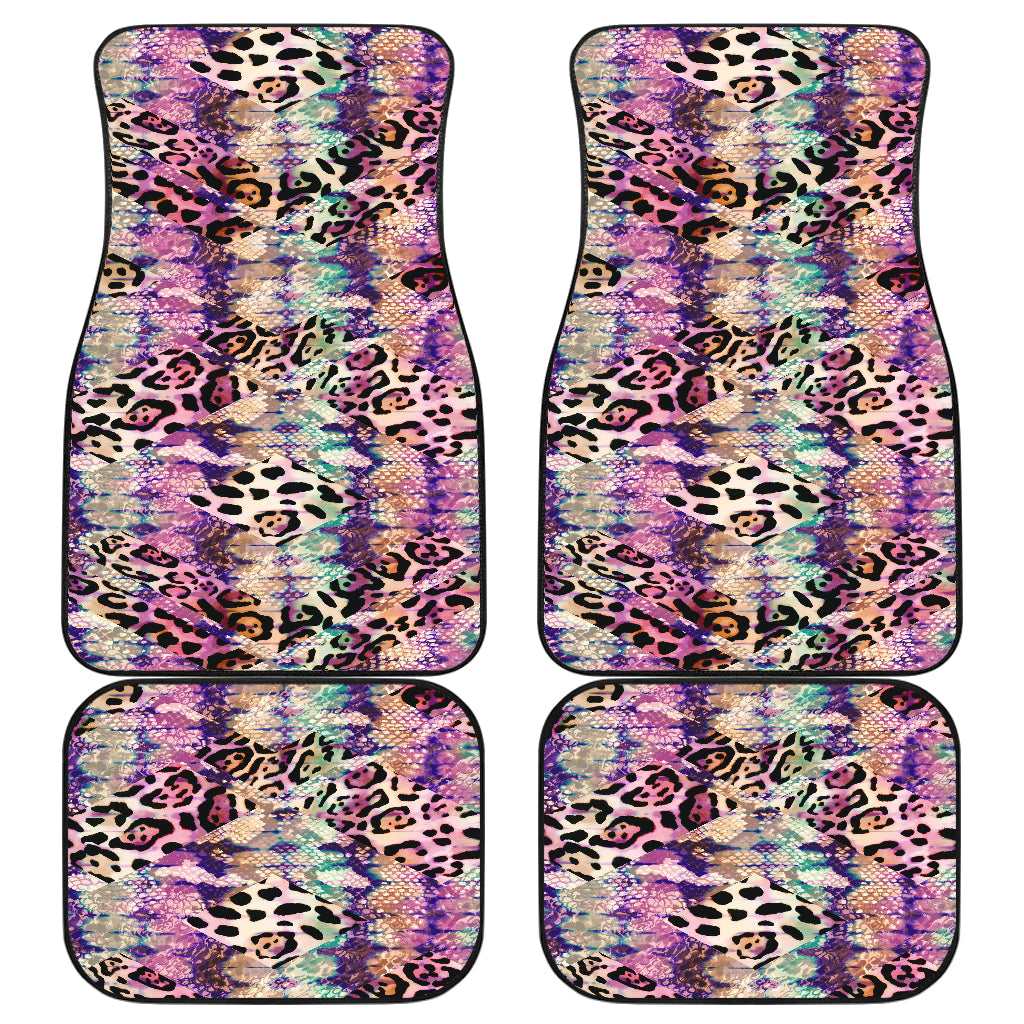 Pink Stripe Animal Print Car Floor Mats