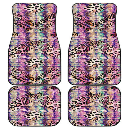 Pink Stripe Animal Print Car Floor Mats