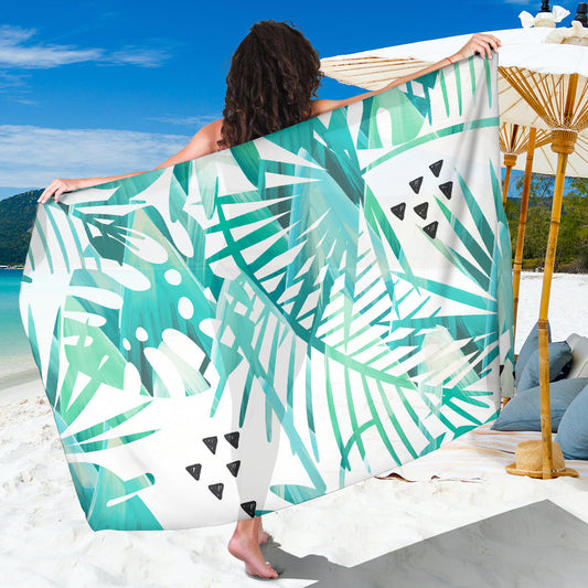 Teal Green Leaves Sarong