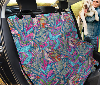 Colorful Feathers Car Back Seat Pet Cover