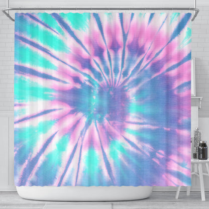 Pink & Blue Tie Dye Shower Curtain