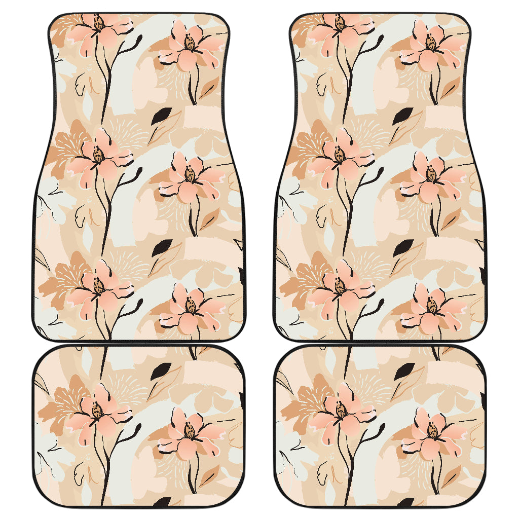 Beige Leaves Car Floor Mats