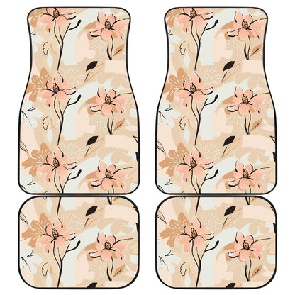 Beige Leaves Car Floor Mats
