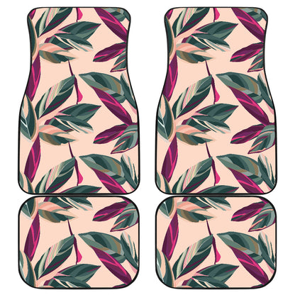 Beige Floral Leaves Car Floor Mats