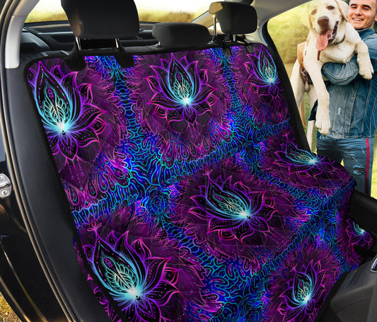 Blue Pink Lotus Car Back Seat Pet Cover