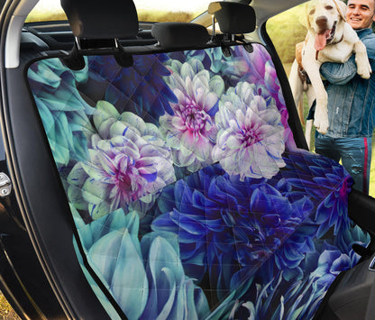Blue Pink Floral Car Back Seat Pet Cover