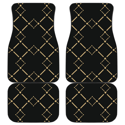 Black & Gold Plaid Car Floor Mats