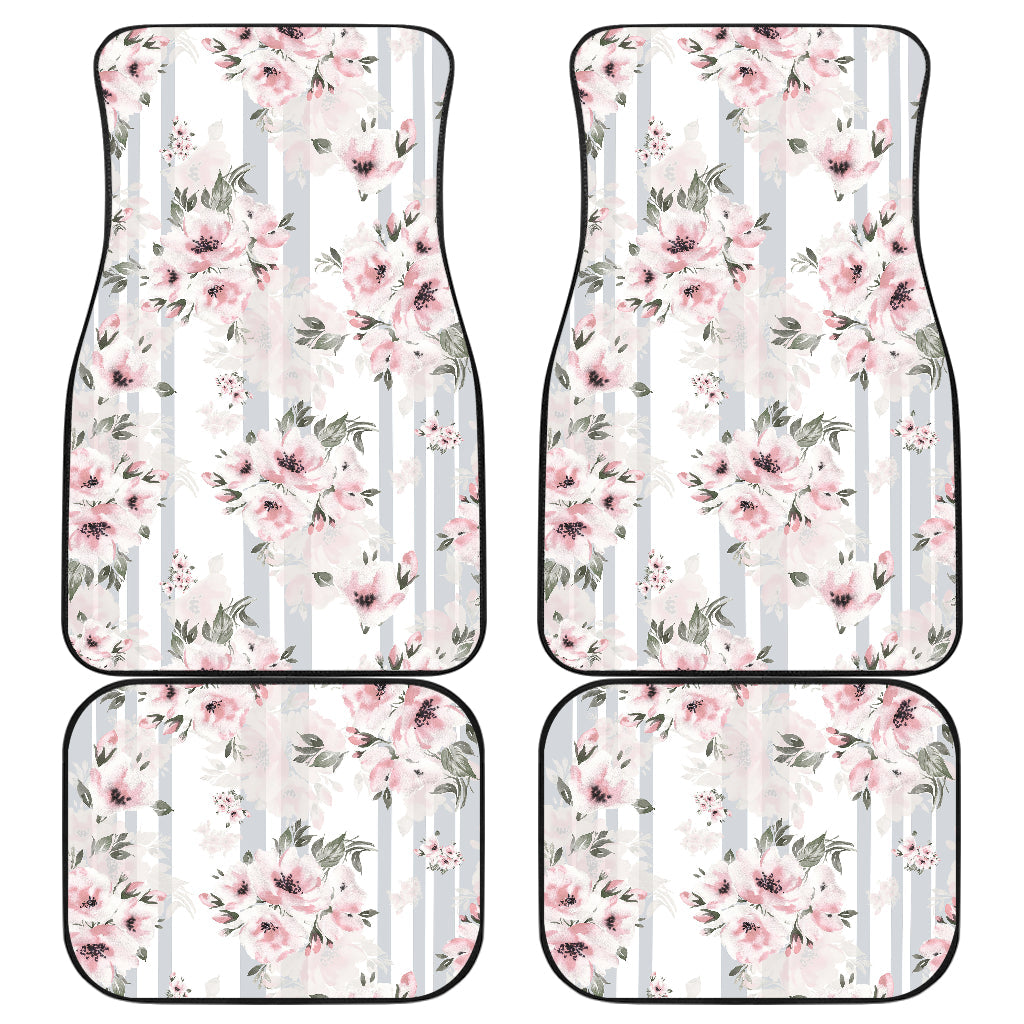 Pink Flower Stripes Car Floor Mats