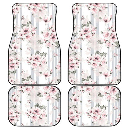 Pink Flower Stripes Car Floor Mats