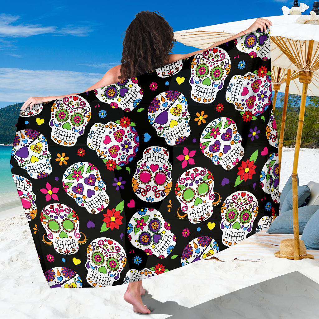 Colorful Sugar Skulls Sarong