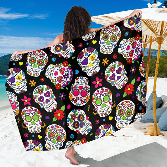 Colorful Sugar Skulls Sarong