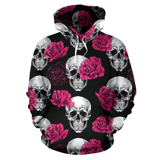 Pink Floral Skull - Hoodie