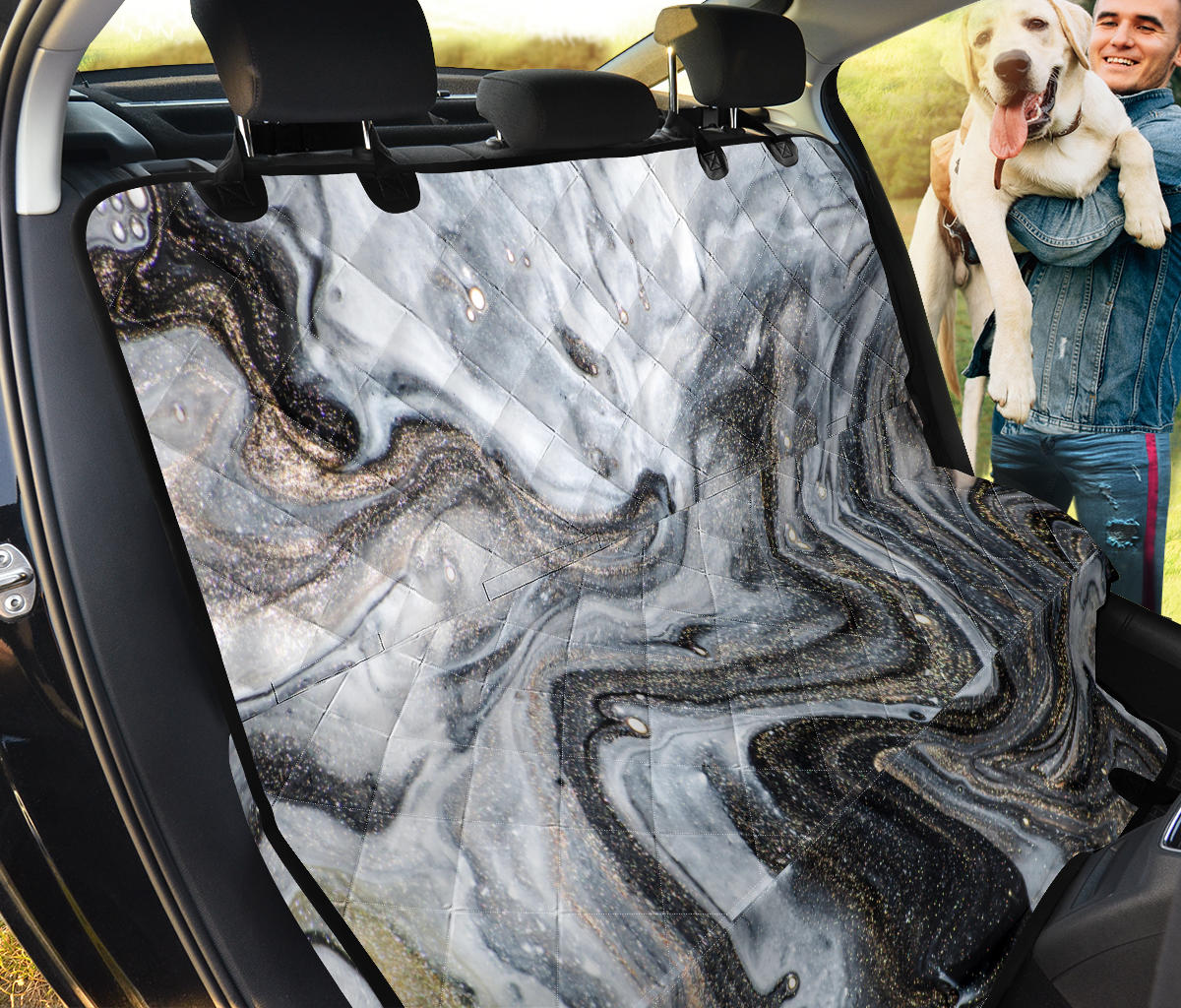 Golden Marble Print Car Backseat Pet Cover