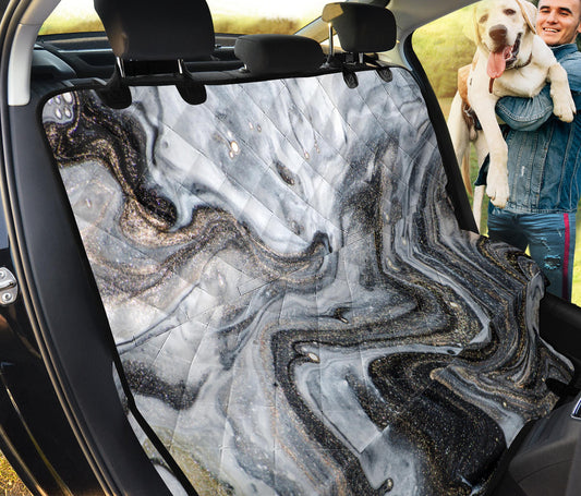 Golden Marble Print Car Backseat Pet Cover