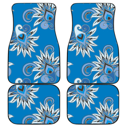 Blue Floral Decor Car Floor Mats