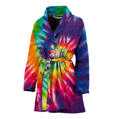Womens Colorful Tie Dye Spiral Bath Robe