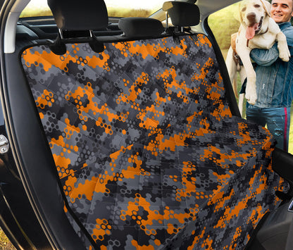 Orange Abstract Camouflage Car Back Seat Pet Cover