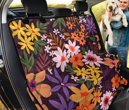 Colorful Flowers Car Back Seat Pet Cover