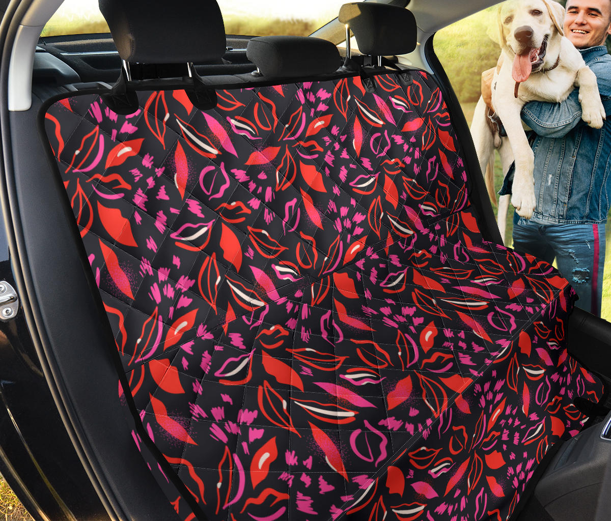 Red Floral Lips Car Back Seat Pet Cover