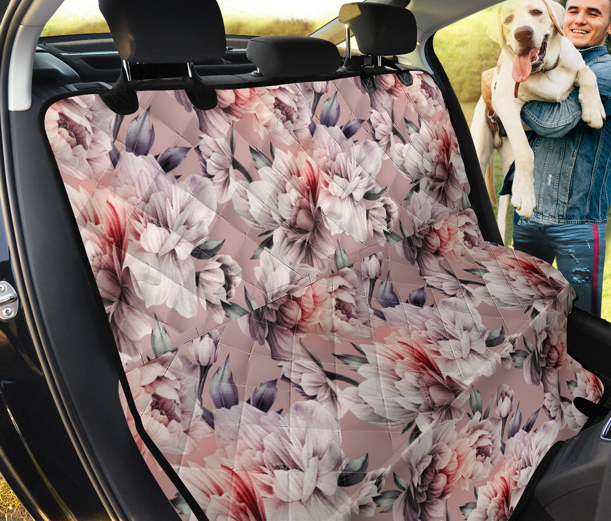 Pink Floral Car Back Seat Pet Cover