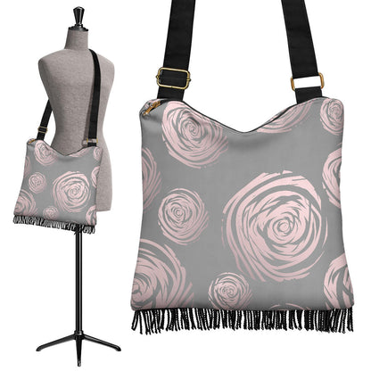 Grey Abstract Spirals Crossbody Bag
