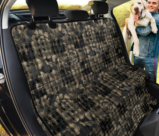 Vintage Floral-Plaid Car Back Seat Pet Cover