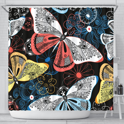 Colorful Butterflies Decor Shower Curtain