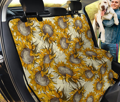 Vintage Sunflowers Car Back Seat Pet Cover