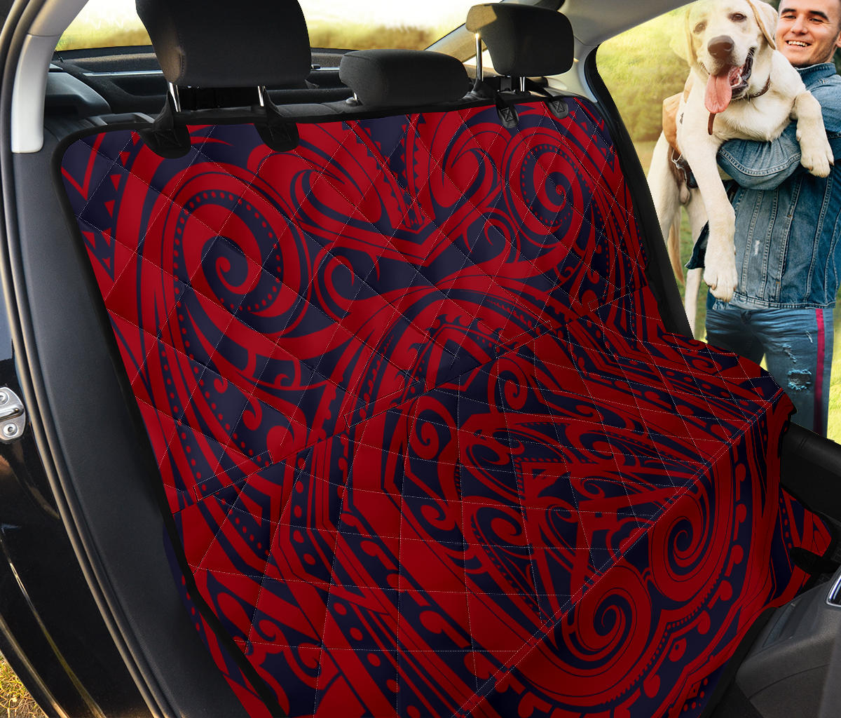 Red Tribal Polynesian Car Back Seat Pet Cover