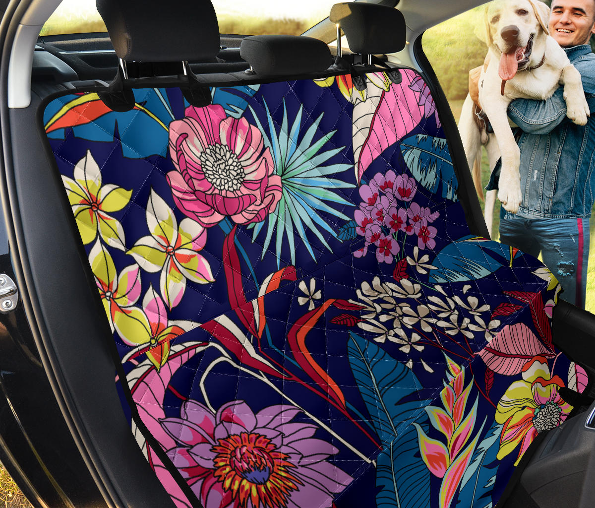 Colorful Flowers Car Back Seat Pet Cover