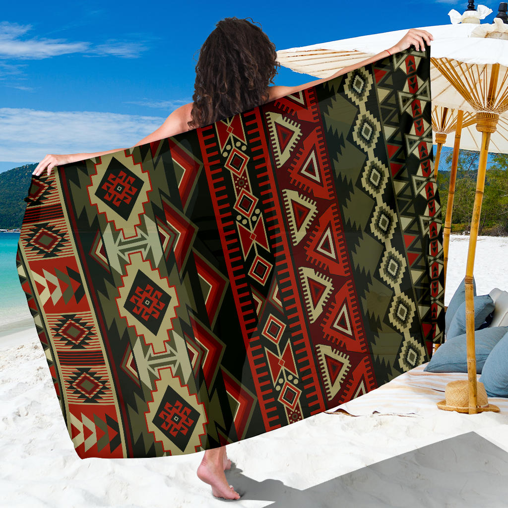 Red & Brown Boho Aztec Sarong