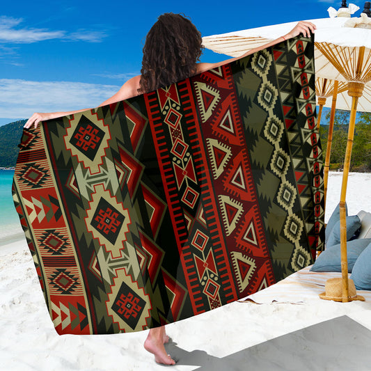 Red & Brown Boho Aztec Sarong