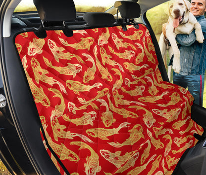 Red Oriental Fish Car Back Seat Pet Cover