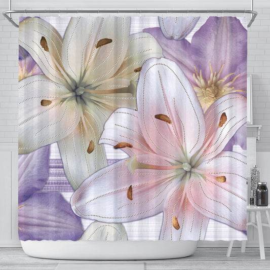 Pink & Purple Flowers Shower Curtain