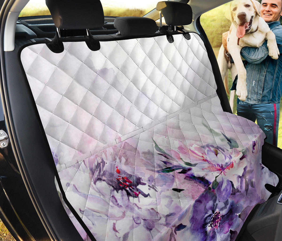 Blue Floral (3) Car Back Seat Pet Cover