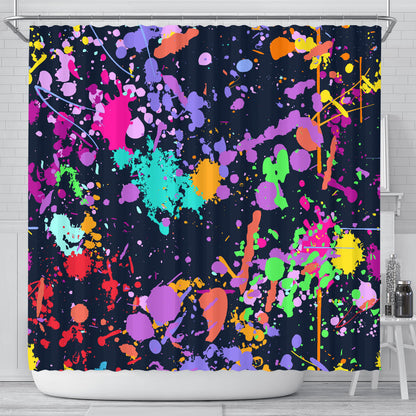 Colorful Paint Drip Abstract Art Shower Curtain