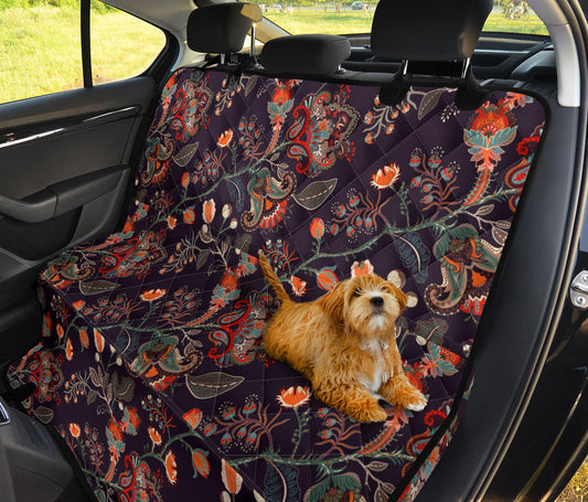 Colorful Floral Decor Car Back Seat Pet Cover