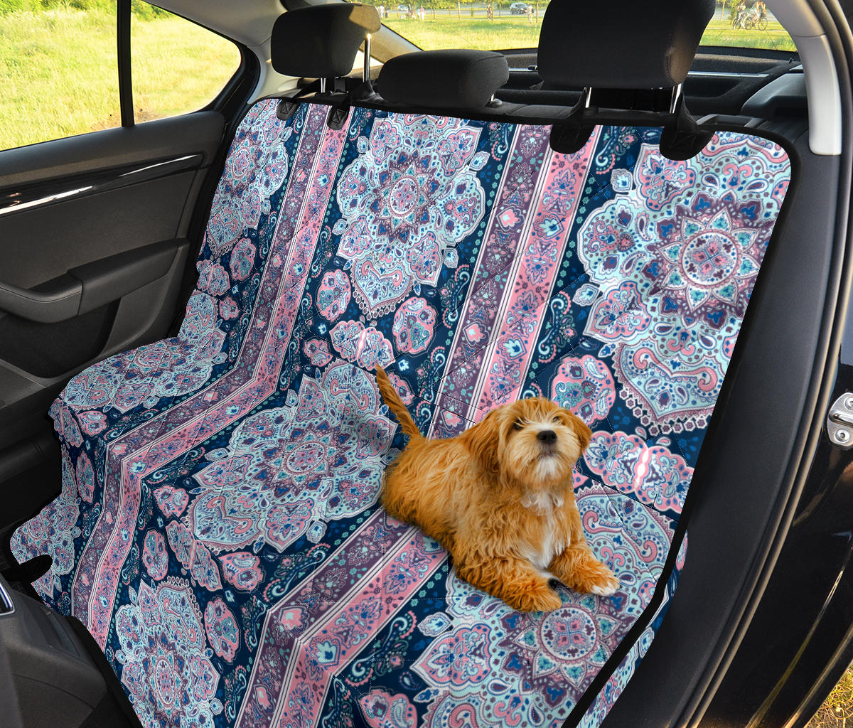 Pink Persian Print Car Back Seat Pet Cover