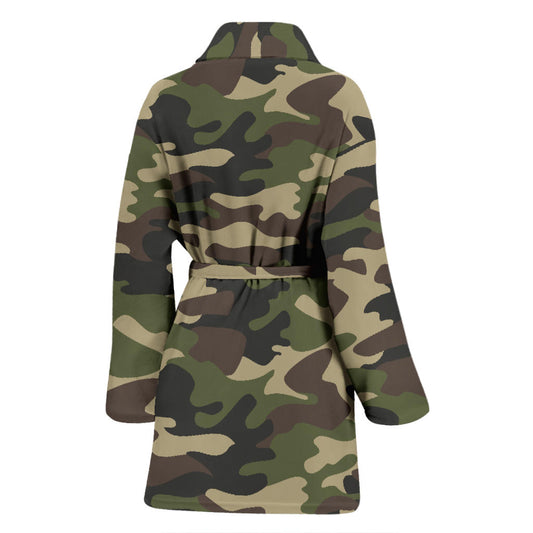 Womens Army Green Camouflage Bath Robe