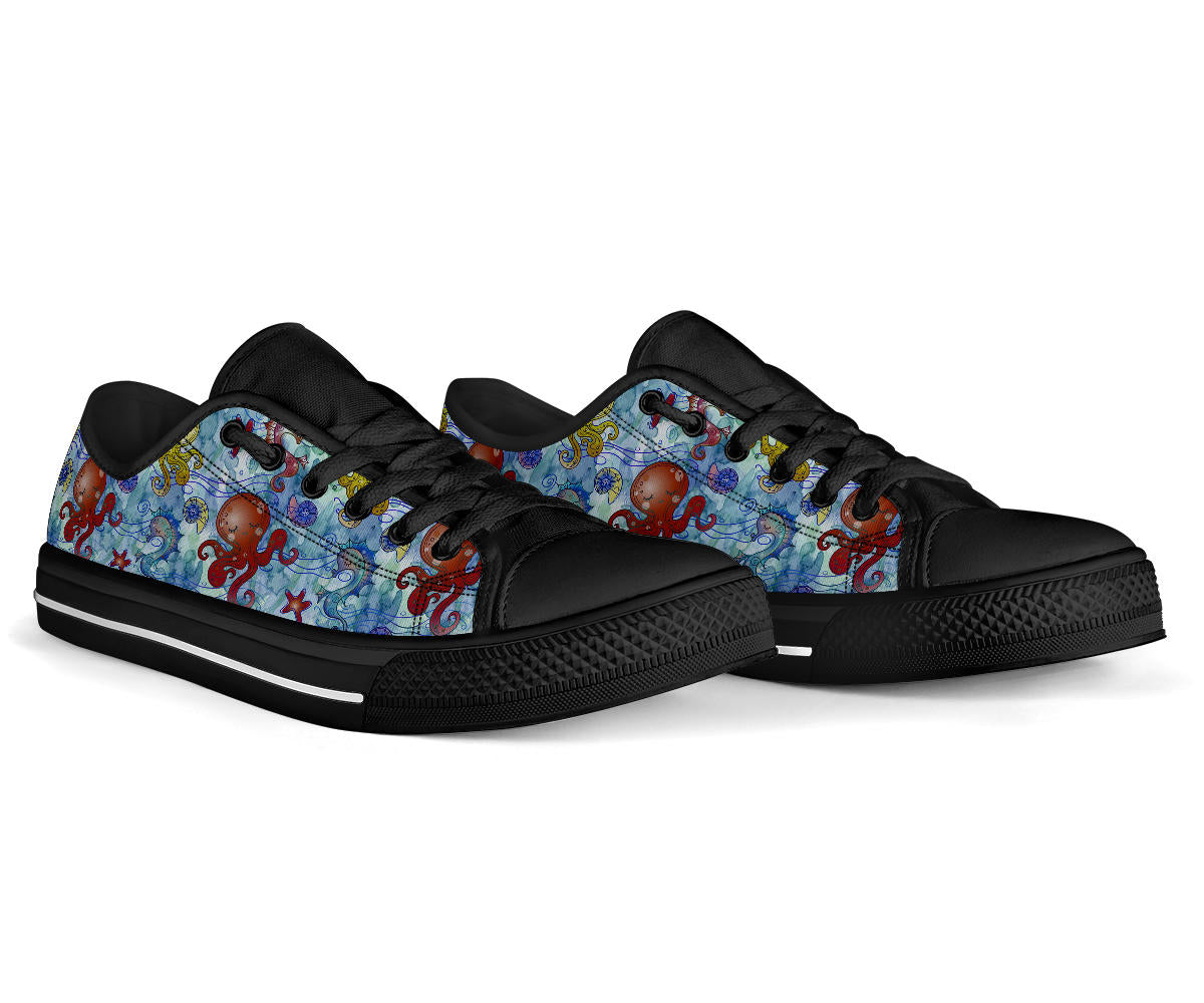 Cute Octopus Shoes Black Sole