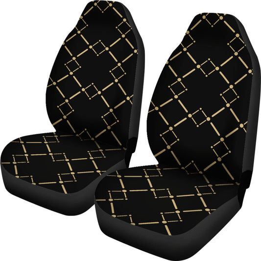 Black & Gold Plaid Car Seat Covers