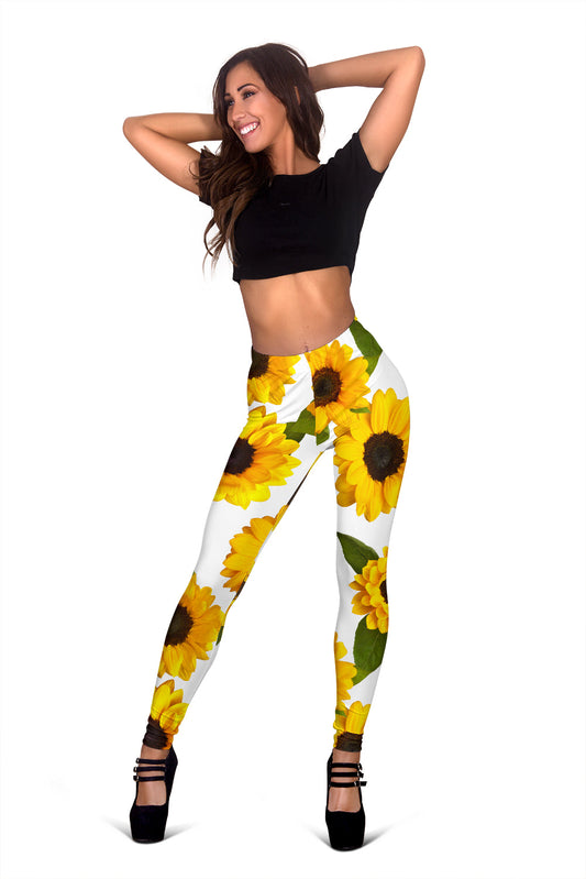 Sunflowers White Leggings